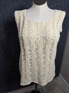 Tanami Cream Textured Sleeveless Knit Top Womens Size M Acrylic Blend